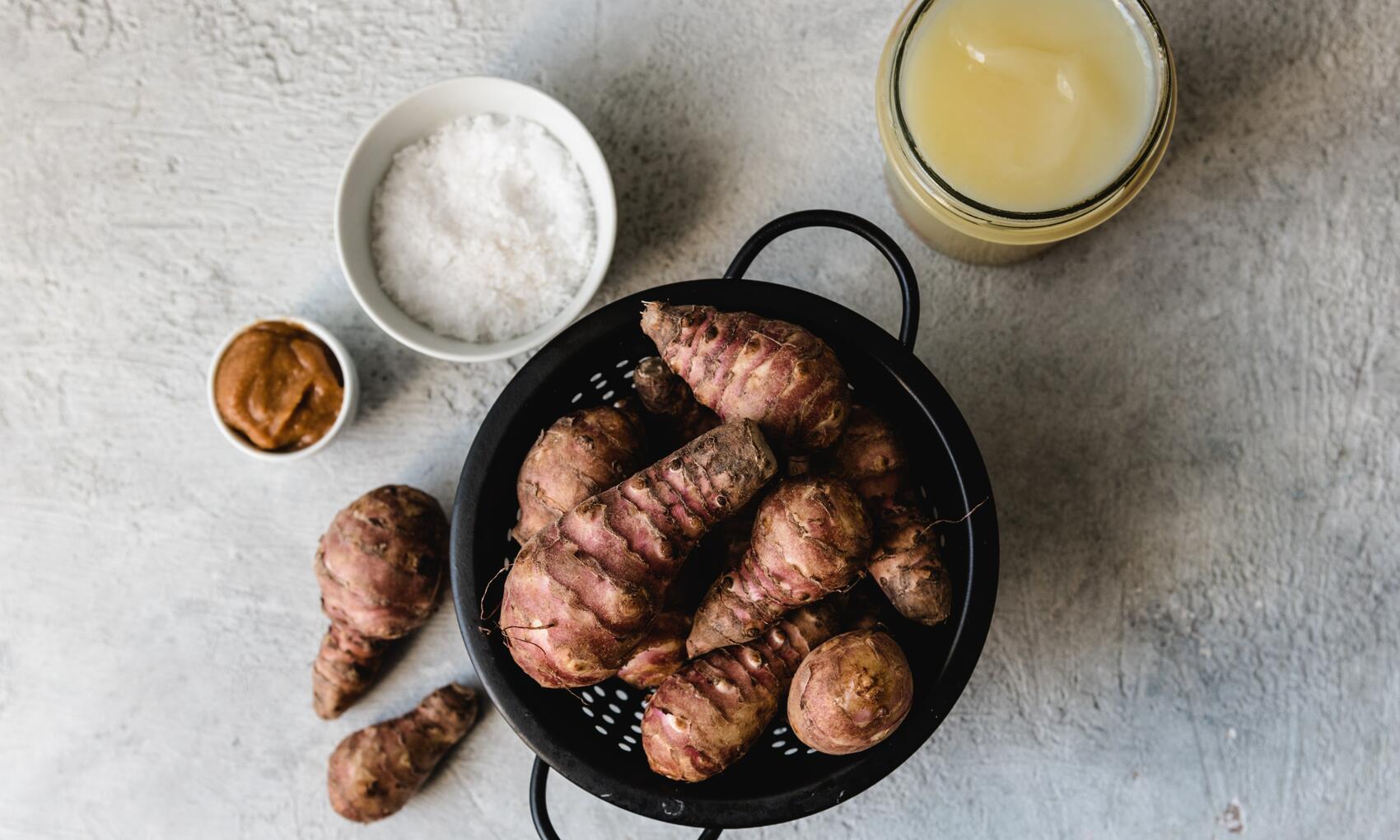 How To Cook Roast Jerusalem Artichokes with Schmaltz and Miso