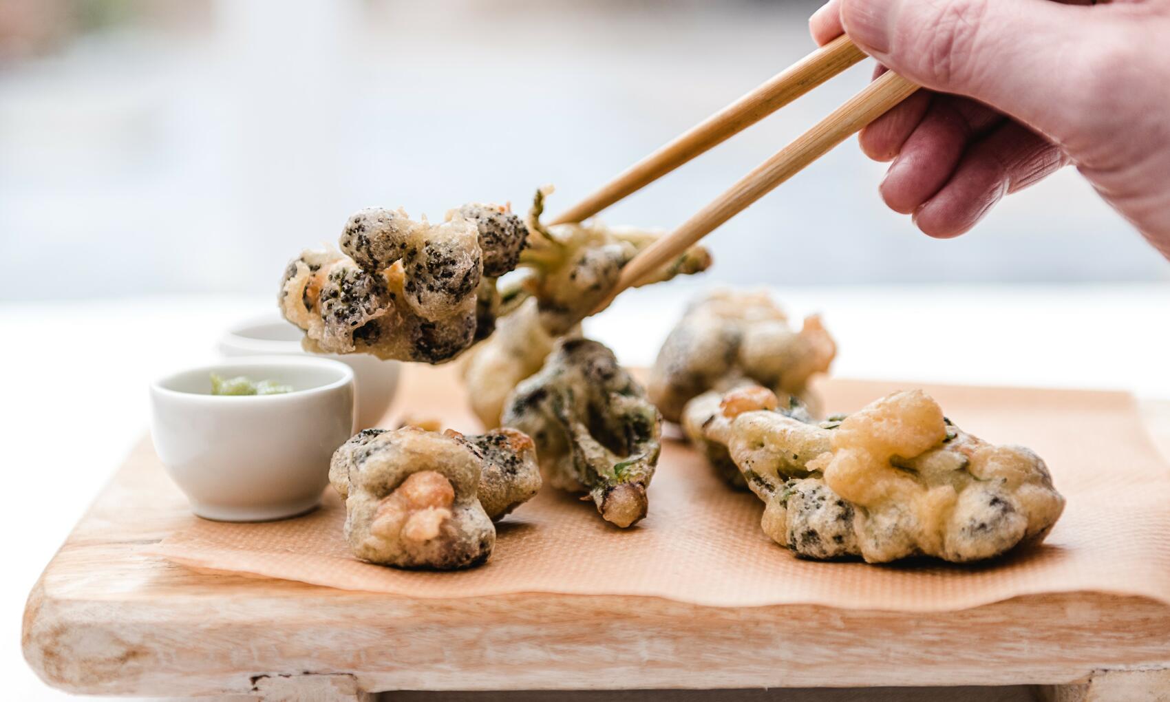 Succulent And Tender Dry Aged Cross Cut Rump Steak With Crispy Tempura