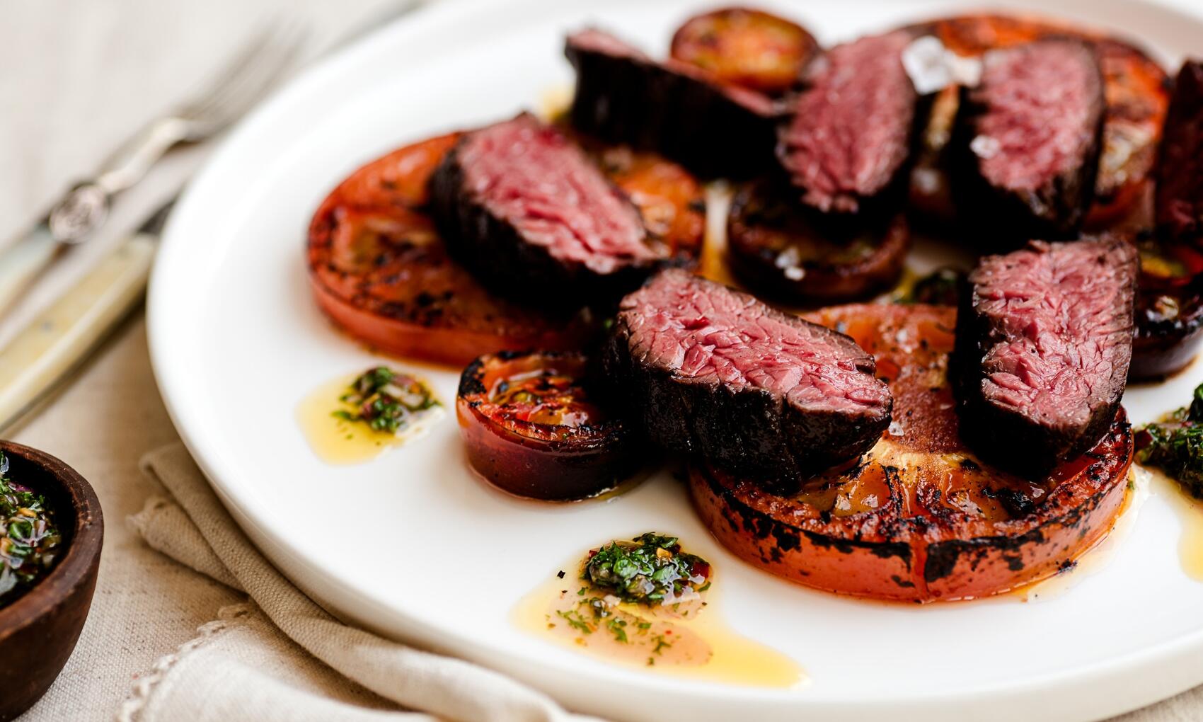 How To Cook Hanger Steak With 'Burnt’ Tomatoes & Chimichurri Farmison