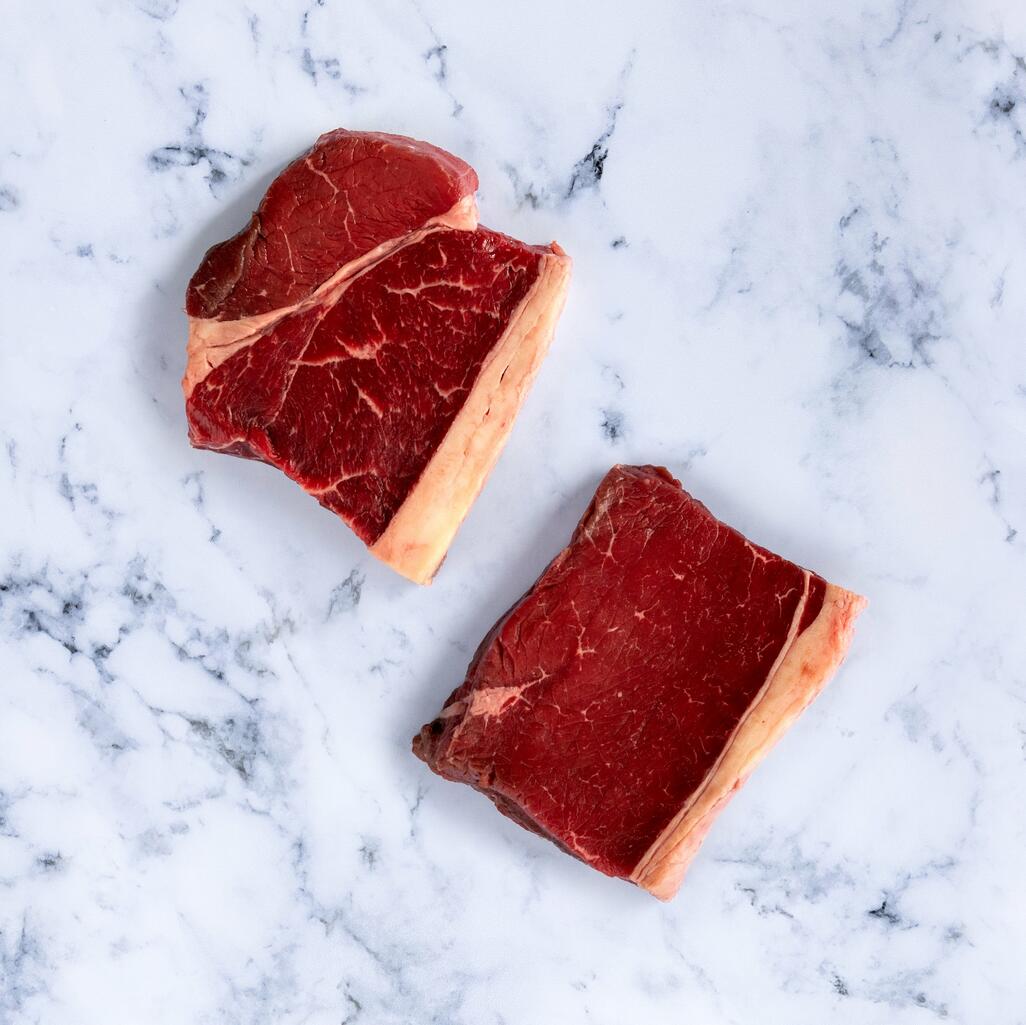 rump steak on marble background