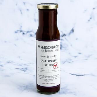 f&co barbecue sauce on marble background