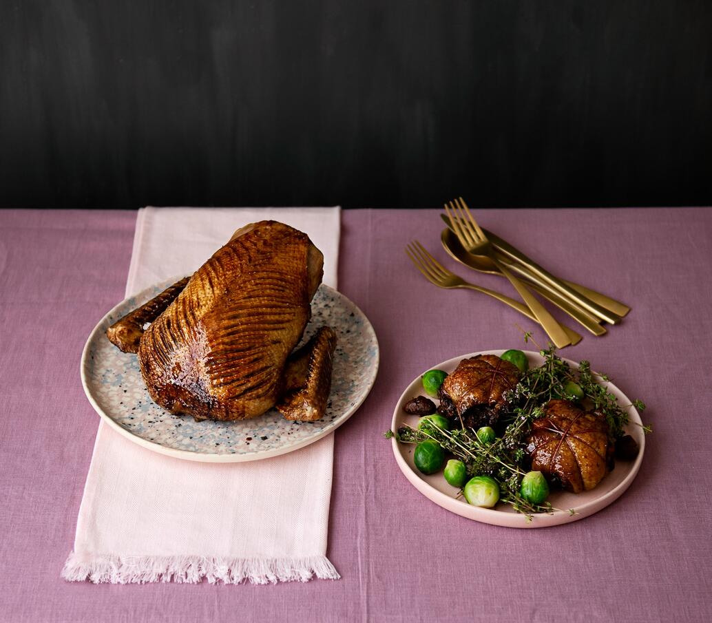 How To Cook Your Duck Crown & Stuffed Legs With Dark Fruits, Smoked