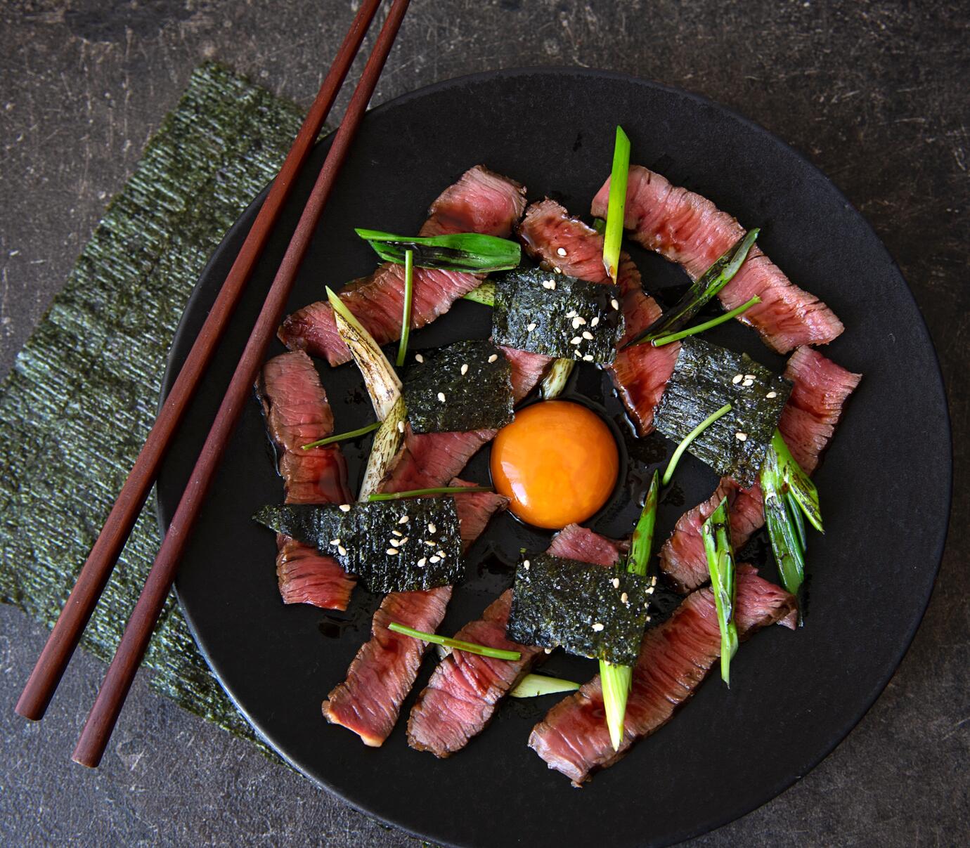 How To Cook Dry Aged Rump Steak with Soy Cured Egg and Seaweed