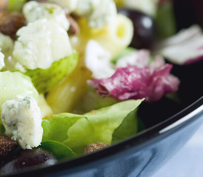 Red Cabbage, Pear and Roquefort Cheese Salad Recipe Online. Delicious Summer Salad with Roquefort Ch