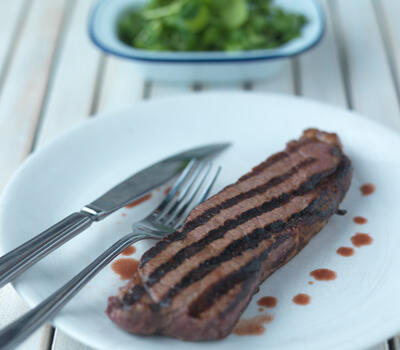 Lancashire Flat Iron Steak with Ragstone Goat’s Cheese Salad Recipe Online. Succulent Heritage Breed